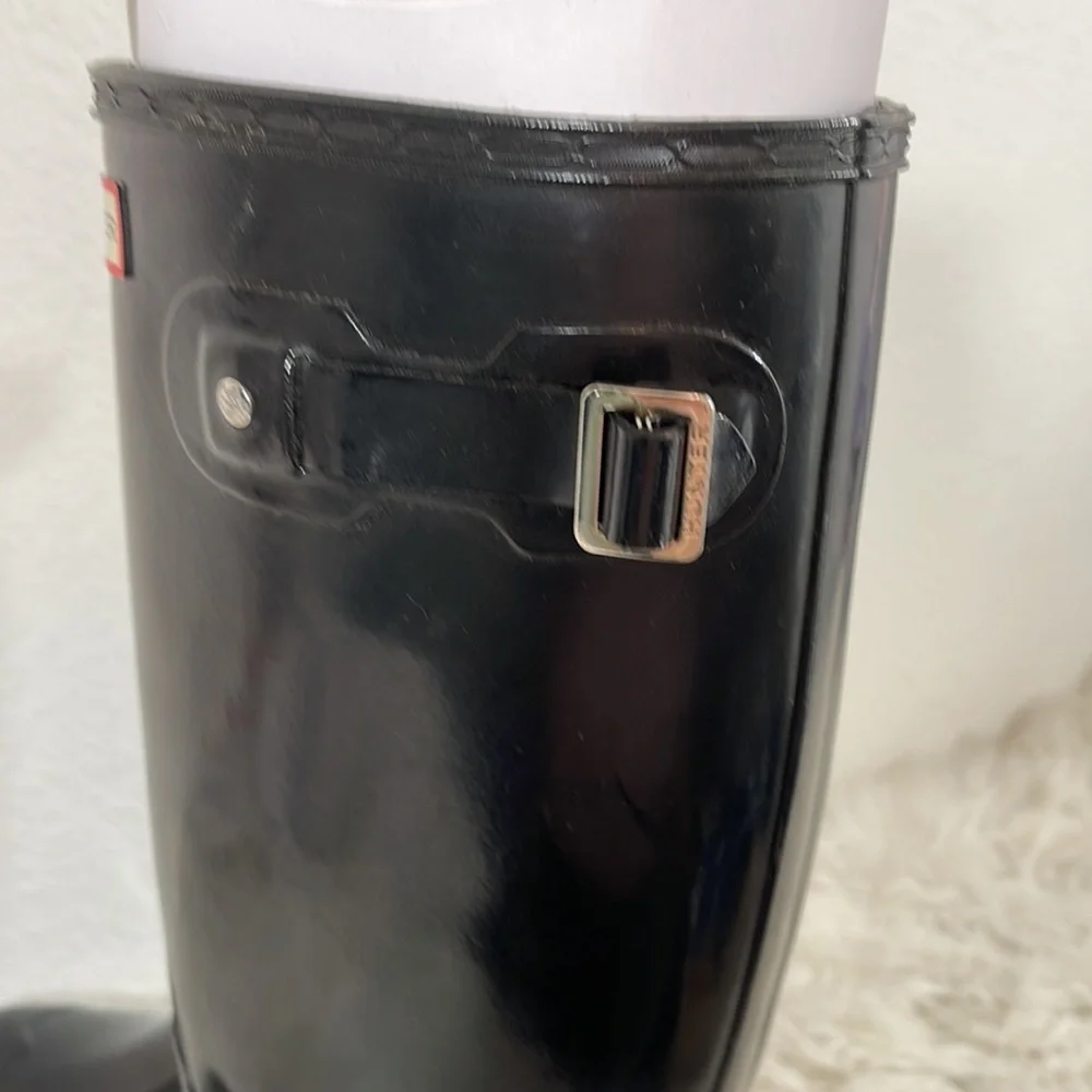 HUNTER Original Tall Black Gloss Rain Boots Waterproof 
Size 7 New - Picture 11 of 16